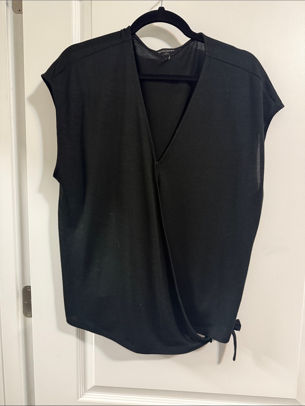 Banana Republic Black Draped Tie-Hem Women's Top